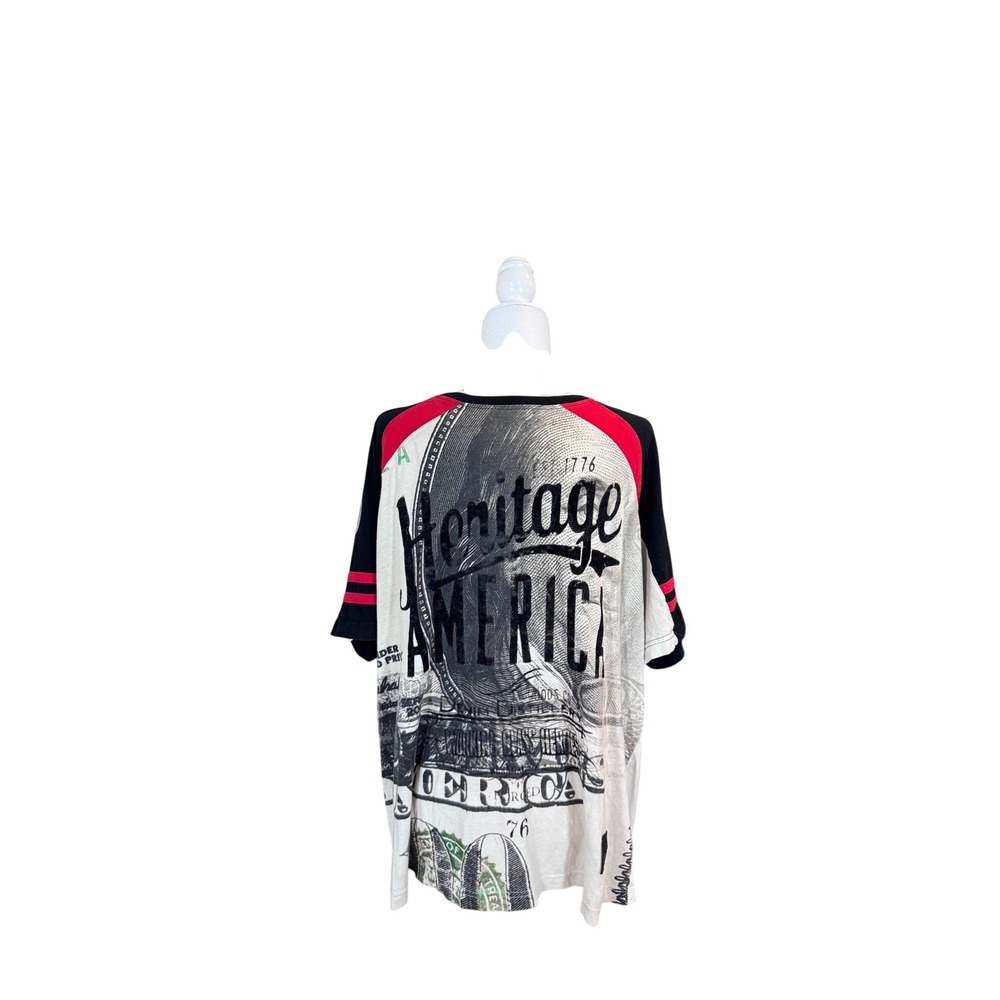 Heritage America Raglan Graphic Tee White Black Red